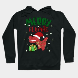 Funny Merry Rexmas TRex Cute Christmas Hat Merry Xmas Hoodie